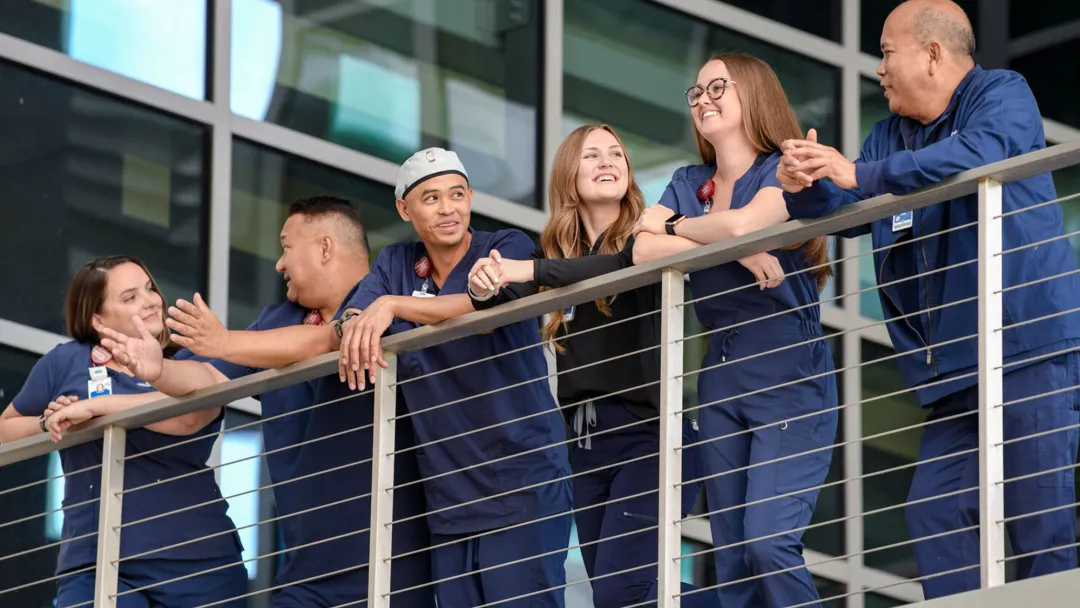 AdventHealth nurses standing together on a walkway