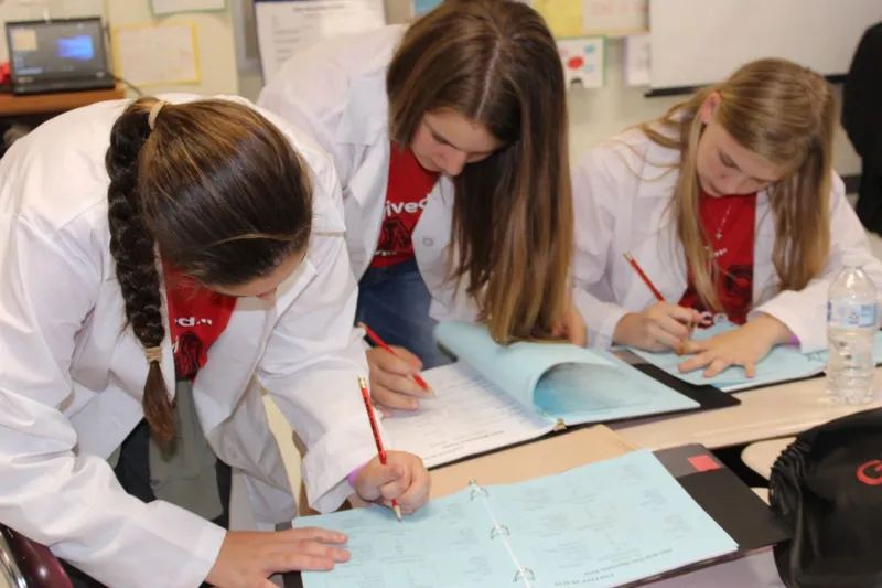 Students working on a school project.